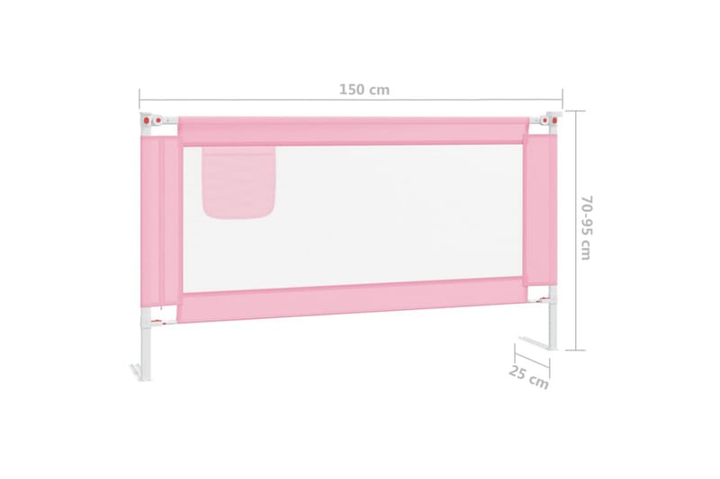 Turvalaita sänkyyn pinkki 150x25 cm kangas - Pinkki - Huonekalut - Lasten kalusteet - Lastensängyt & juniorisängyt