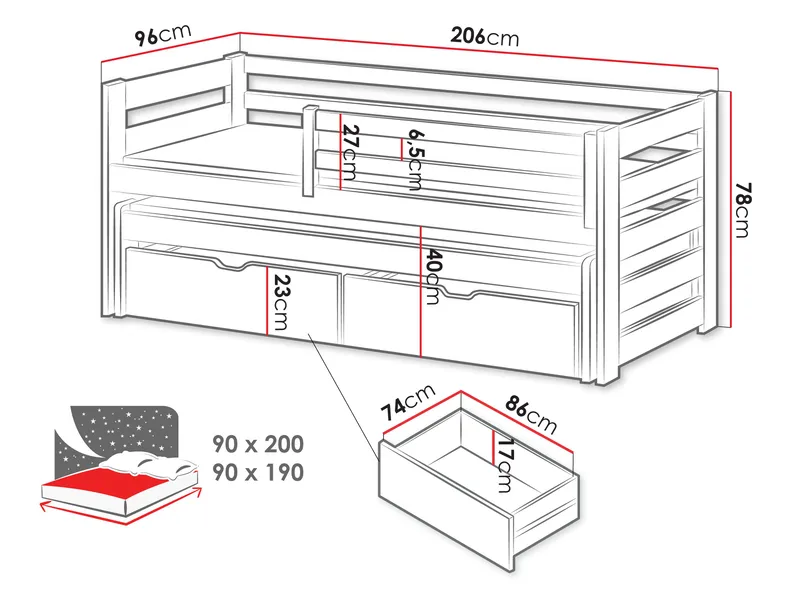 Tynor Juniorisänky 90x200 cm - Beige - Huonekalut - Lasten kalusteet - Lastensängyt & juniorisängyt - Tavallinen lastensänky