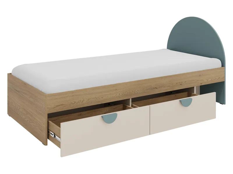 Zarek-juniorisänky 90 × 200 cm - Ruskea, sininen ja beige - Huonekalut - Lasten kalusteet - Lastensängyt & juniorisängyt - Tavallinen lastensänky