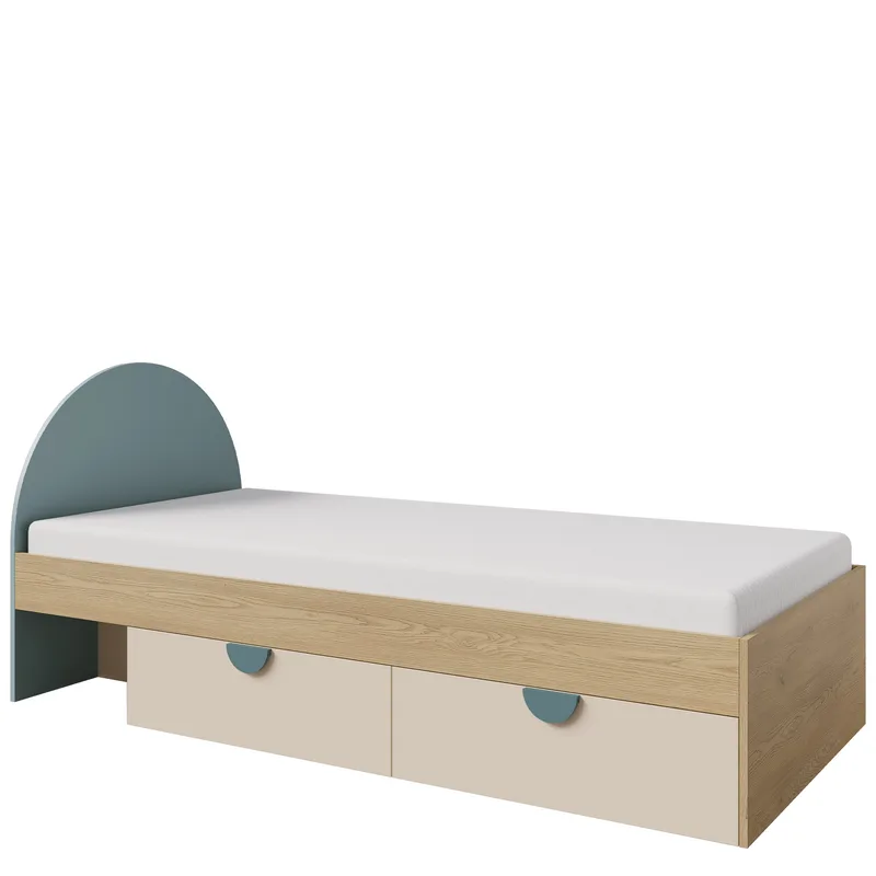 Zarek-juniorisänky 90 × 200 cm, Ruskea, sininen ja beige