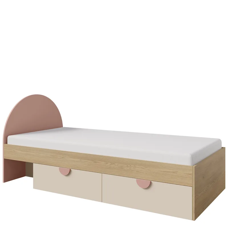 Zarek-juniorisänky 90 × 200 cm, Ruskea, vaaleanpunainen ja beige