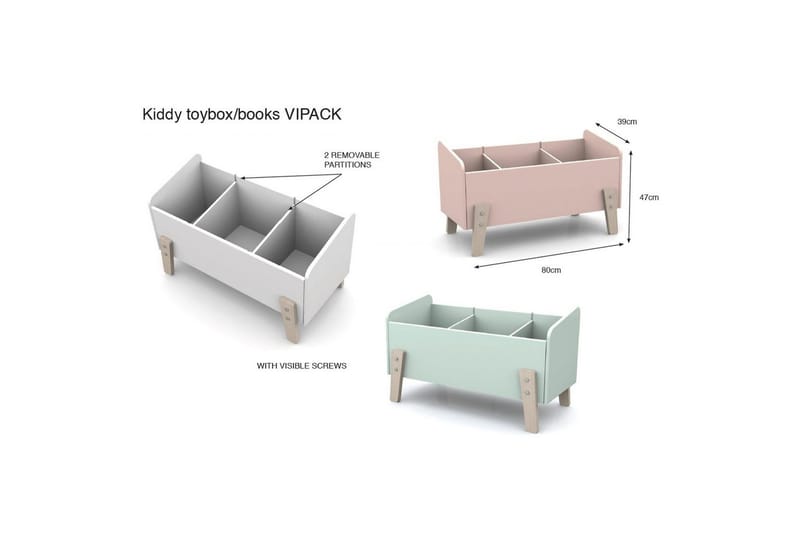 Säng med sängbord Vägg hyllor Leksakslåda Vipack Kiddy Vipack Mint Green - Huonekalut - Lasten kalusteet - Lasten huonekalusetti