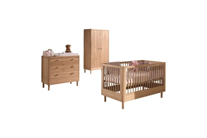 Spjälsäng med byrå garderob Jaxx Forrest Jaxx oak - Huonekalut - Lasten kalusteet - Lasten huonekalusetti