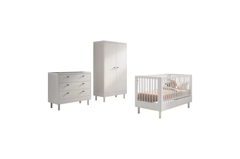 Spjälsäng med byrå garderob Jaxx Forrest Jaxx White - Huonekalut - Lasten kalusteet - Lasten huonekalusetti