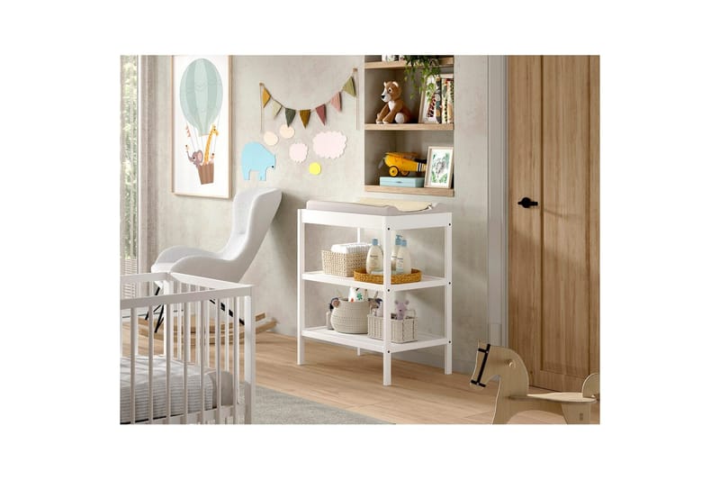 Spjälsäng med skötbord Jaxx Dino Jaxx White - Huonekalut - Lasten kalusteet - Lasten huonekalusetti