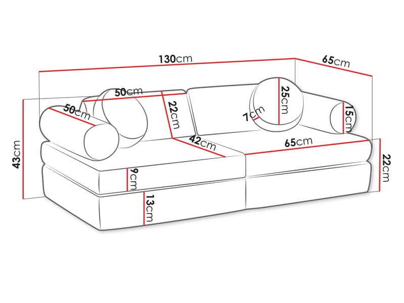Tharosin Lastensohva - Sininen - Huonekalut - Lasten kalusteet - Lasten sohva