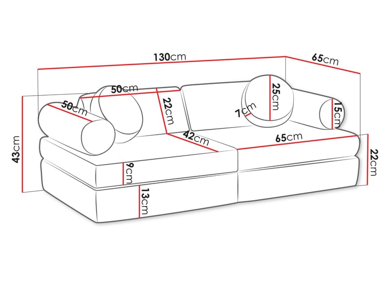 Tharosin Lastensohva - Sininen - Huonekalut - Lasten kalusteet - Lasten sohva
