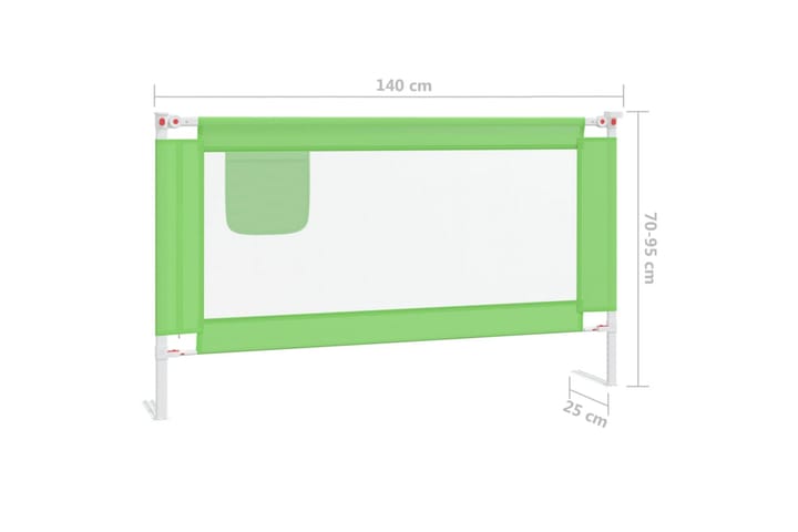 Turvalaita sänkyyn vihreä 140x25 cm kangas - Vihreä - Lastensängyt & juniorisängyt