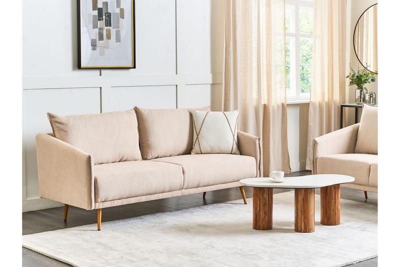 Maurana Sohva 3-istuttava - Beige/Kulta - Huonekalut - Sohva - 3:n istuttava sohva