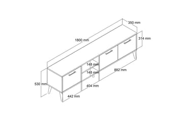 Essexa TV-taso 180x35 cm ruskea - Huonekalut - TV- & Mediakalusteet - Tv taso & Mediataso