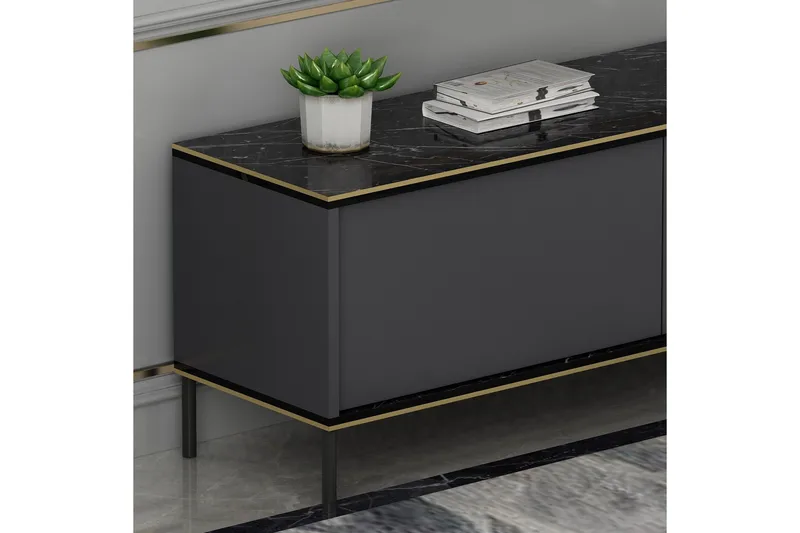 Imaj tv-taso 180x35 cm musta - Hanah Home - Huonekalut - TV- & Mediakalusteet - Tv taso & Mediataso