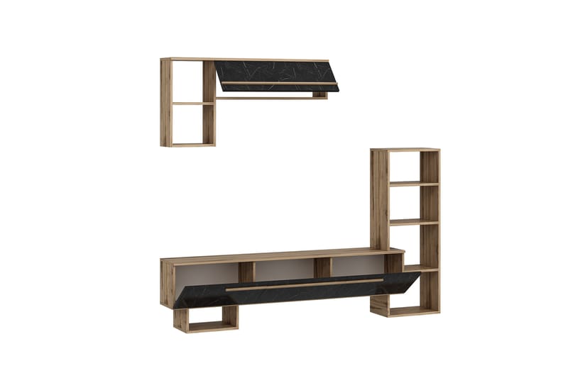 Mega tv-kalustesetti 120x22 cm ruskea/musta - Hanah Home - Huonekalut - TV- & Mediakalusteet - TV-kalustepaketti