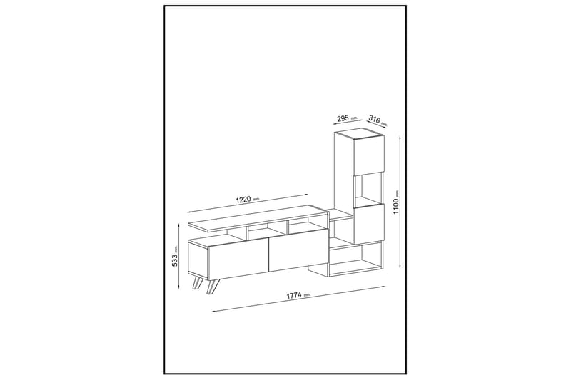 Showsley tv-kalustesetti 55,4x31,6 cm ruskea/musta - Hanah Home - Huonekalut - TV- & Mediakalusteet - TV-kalustepaketti