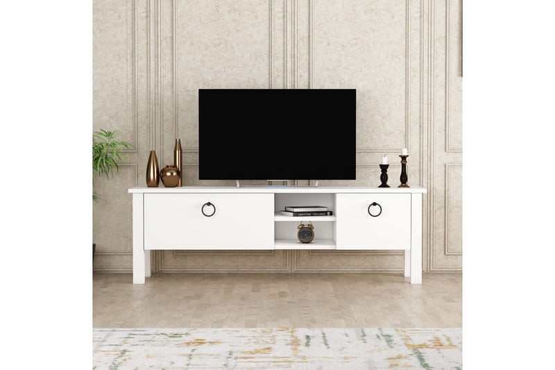 Perrenmies tv-taso 140x35 cm valkoinen - Hanah Home - Huonekalut - TV- & Mediakalusteet - Tv taso & Mediataso