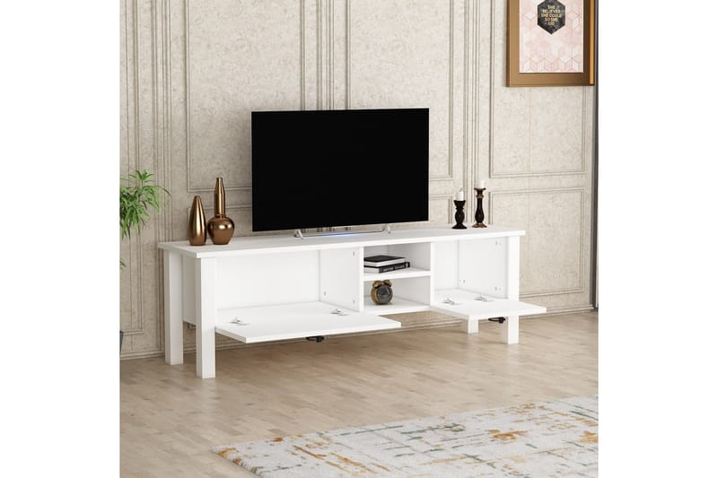 Perrenmies tv-taso 140x35 cm valkoinen - Hanah Home - Huonekalut - TV- & Mediakalusteet - Tv taso & Mediataso