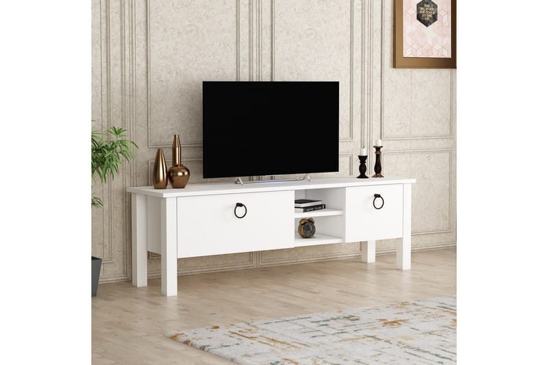 Perrenmies tv-taso 140x35 cm valkoinen - Hanah Home - Huonekalut - TV- & Mediakalusteet - Tv taso & Mediataso