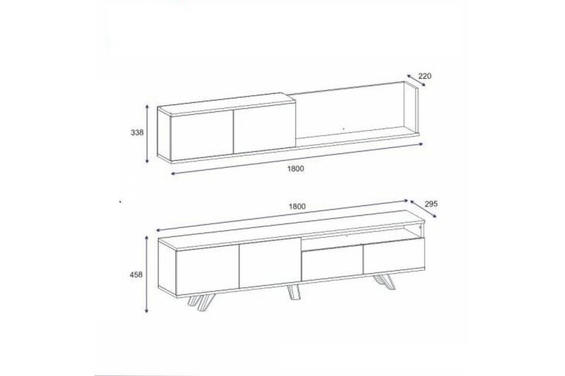 Mono tv-kalustesetti 180x22 cm valkoinen - Hanah Home - Huonekalut - TV- & Mediakalusteet - TV-kalustepaketti
