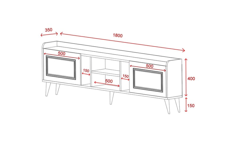 Rudy tv-taso 180x35 cm ruskea - Hanah Home - Huonekalut - TV- & Mediakalusteet - Tv taso & Mediataso