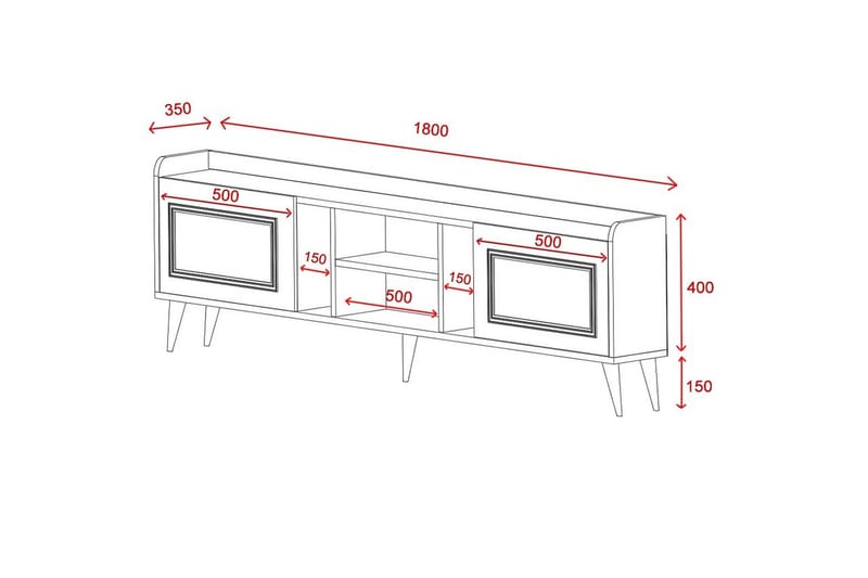 Alyasmin tv-kalustesetti 180x27 cm ruskea - Hanah Home - Huonekalut - TV- & Mediakalusteet - TV-kalustepaketti