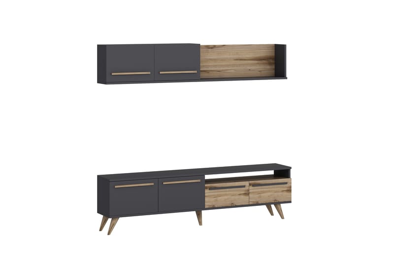Mono tv-kalustesetti 180x22 cm ruskea/musta - Hanah Home - Huonekalut - TV- & Mediakalusteet - TV-kalustepaketti