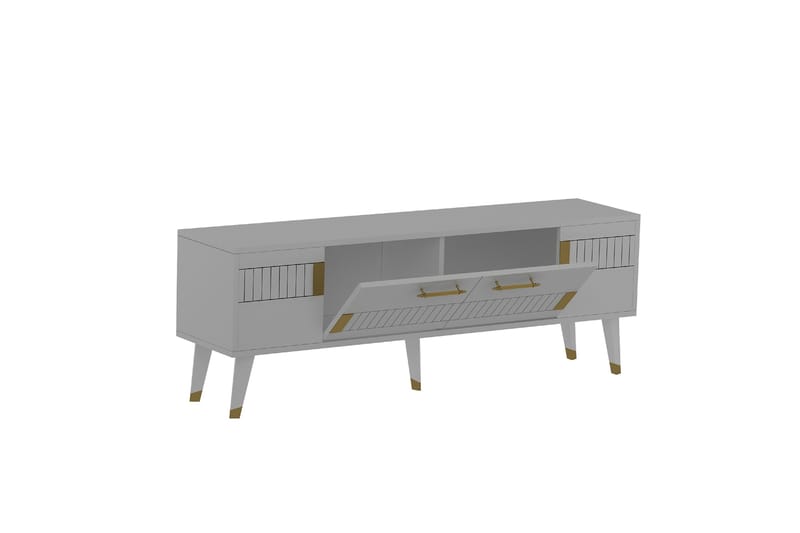 Moda tv-taso 150x35 cm valkoinen/kulta - Hanah Home - Huonekalut - TV- & Mediakalusteet - Tv taso & Mediataso