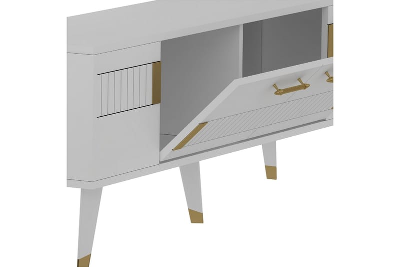 Moda tv-taso 150x35 cm valkoinen/kulta - Hanah Home - Huonekalut - TV- & Mediakalusteet - Tv taso & Mediataso