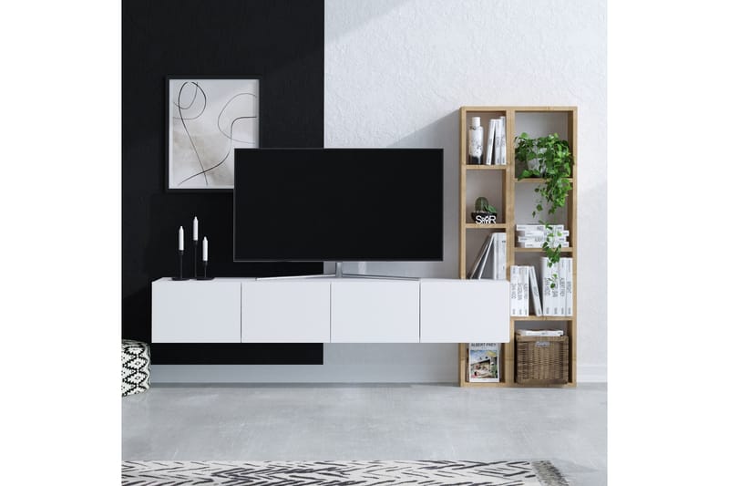 Pana tv-kalustesetti 182x32 cm valkoinen/ruskea - Hanah Home - Huonekalut - TV- & Mediakalusteet - TV-kalustepaketti
