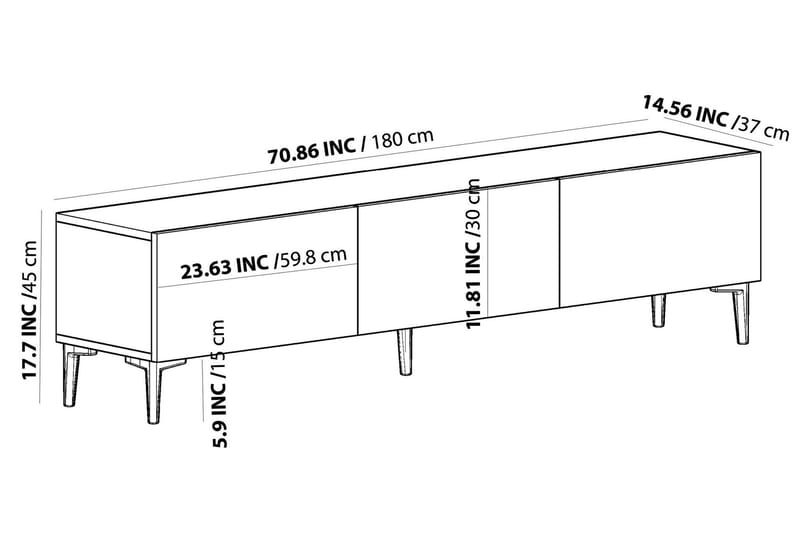 Artemis tv-taso 180x37 cm musta - Hanah Home - Huonekalut - TV- & Mediakalusteet - Tv taso & Mediataso