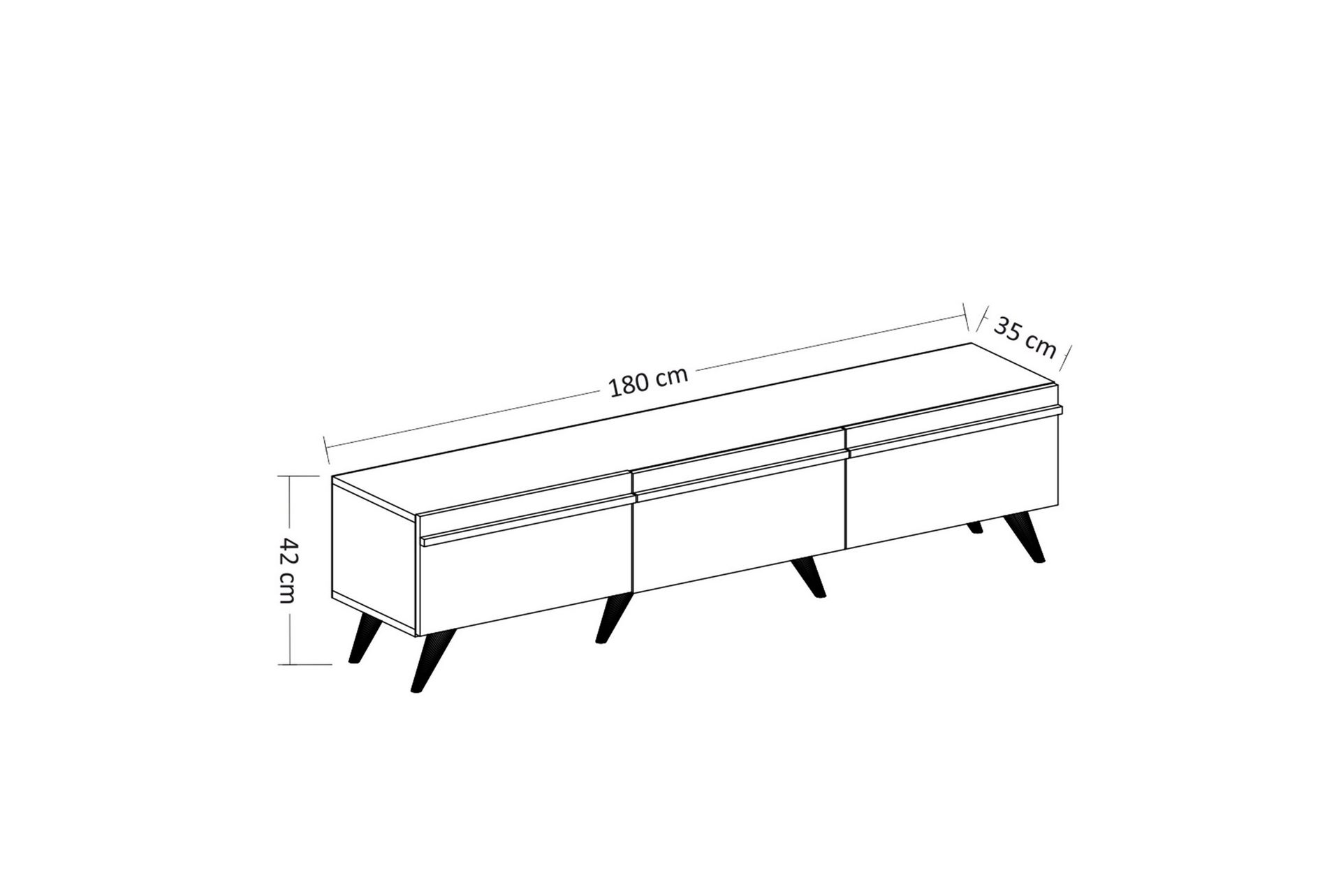 Valentina tv-taso 180x35 cm valkoinen - Hanah Home - Huonekalut - TV- & Mediakalusteet - Tv taso & Mediataso