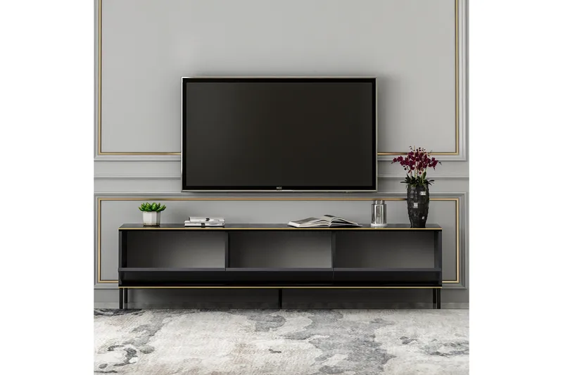 Imaj tv-taso 180x35 cm musta - Hanah Home - Huonekalut - TV- & Mediakalusteet - Tv taso & Mediataso