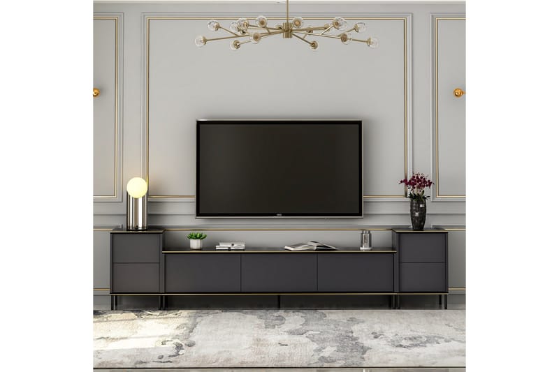 Imaj tv-kalustesetti 180x35 cm musta - Hanah Home - Huonekalut - TV- & Mediakalusteet - TV-kalustepaketti