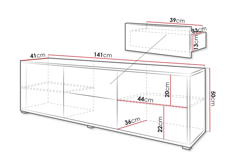 Agawal TV-taso 141 cm - Beige - Huonekalut - TV- & Mediakalusteet - Tv taso & Mediataso