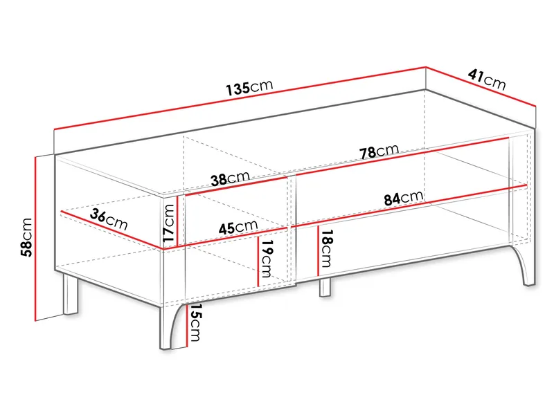 Aggarwal TV-taso 135 cm - Huonekalut - TV- & Mediakalusteet - Tv taso & Mediataso