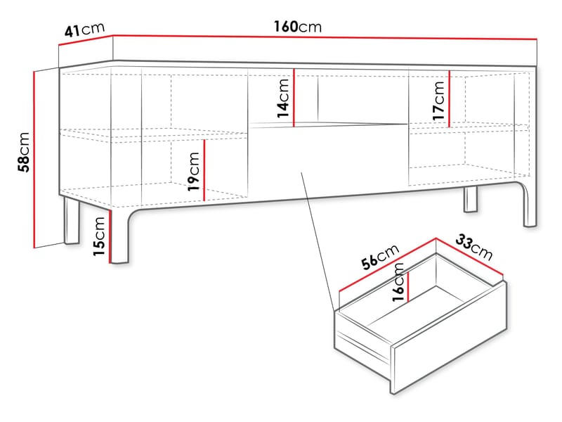 Aggarwal TV-taso 160 cm - Huonekalut - TV- & Mediakalusteet - Tv taso & Mediataso