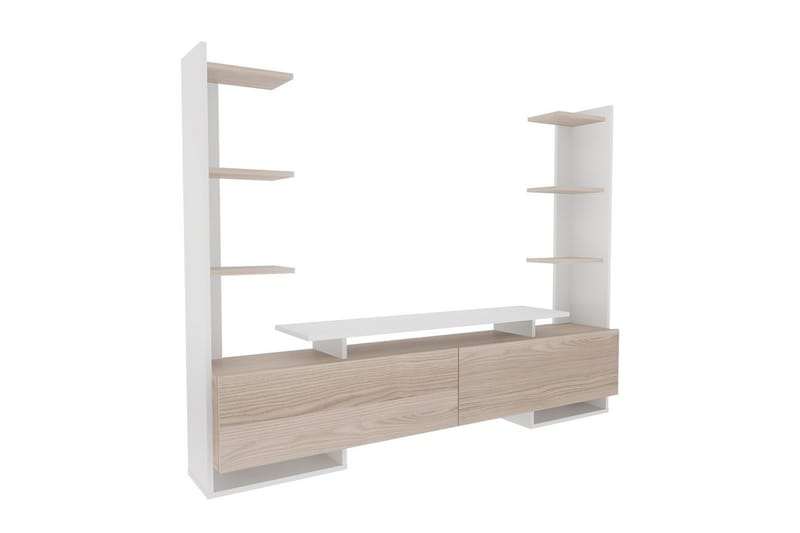 Akdere TV-taso 183,6 cm - Keskisävyinen puu/Valkoinen - Huonekalut - TV- & Mediakalusteet - Tv taso & Mediataso