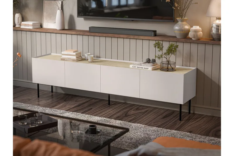 Akie TV-taso 200 cm - Beige - Huonekalut - TV- & Mediakalusteet - Tv taso & Mediataso