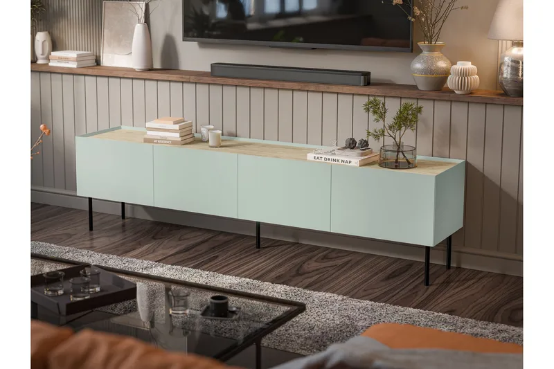 Akie TV-taso 200 cm - Vihreä - Huonekalut - TV- & Mediakalusteet - Tv taso & Mediataso