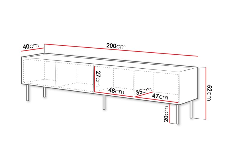Akie TV-taso 200 cm - Vihreä - Huonekalut - TV- & Mediakalusteet - Tv taso & Mediataso
