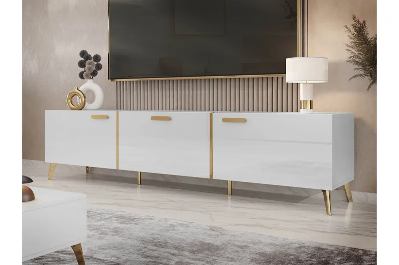 Akihiko TV-taso 204 cm - Valkoinen - Huonekalut - TV- & Mediakalusteet - Tv taso & Mediataso