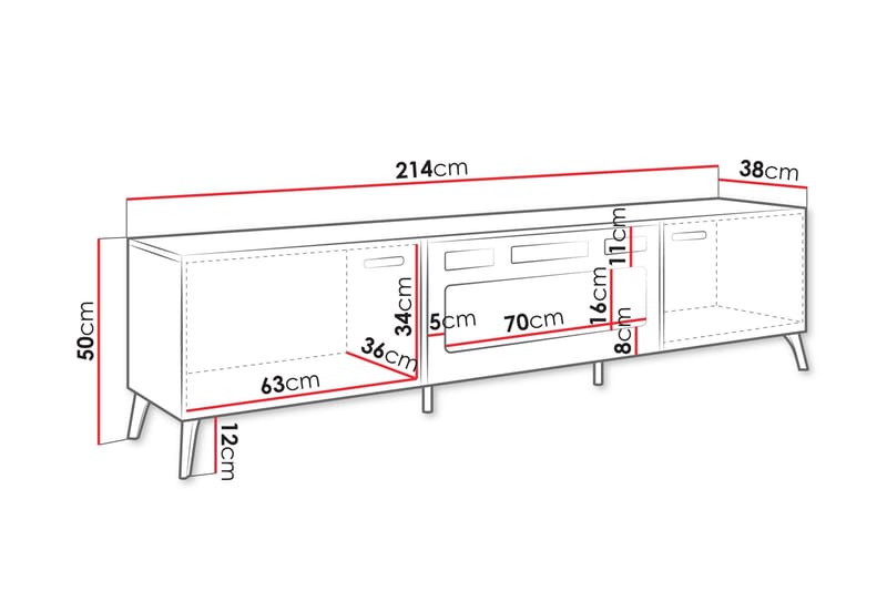 Akihiko TV-taso 214 cm - Cashmere - Huonekalut - TV- & Mediakalusteet - Tv taso & Mediataso