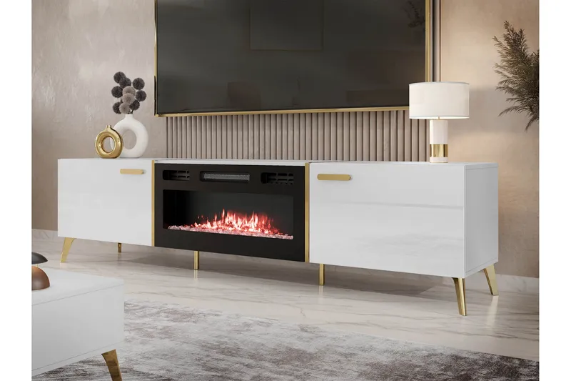 Akihiko TV-taso 214 cm - Valkoinen - Huonekalut - TV- & Mediakalusteet - Tv taso & Mediataso