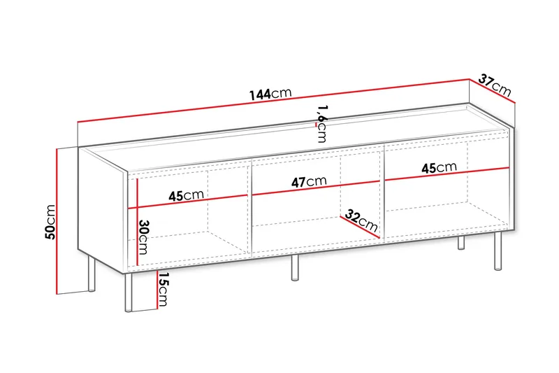 Akihito TV-taso 144 cm - Ruskea - Huonekalut - TV- & Mediakalusteet - Tv taso & Mediataso
