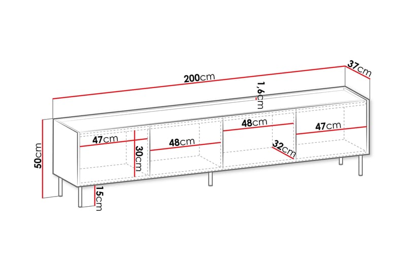 Akihito TV-taso 200 cm - Ruskea - Huonekalut - TV- & Mediakalusteet - Tv taso & Mediataso