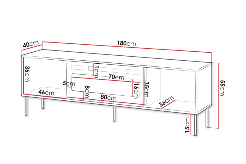 Akiko TV-taso 180 cm - Beige - Huonekalut - TV- & Mediakalusteet - Tv taso & Mediataso
