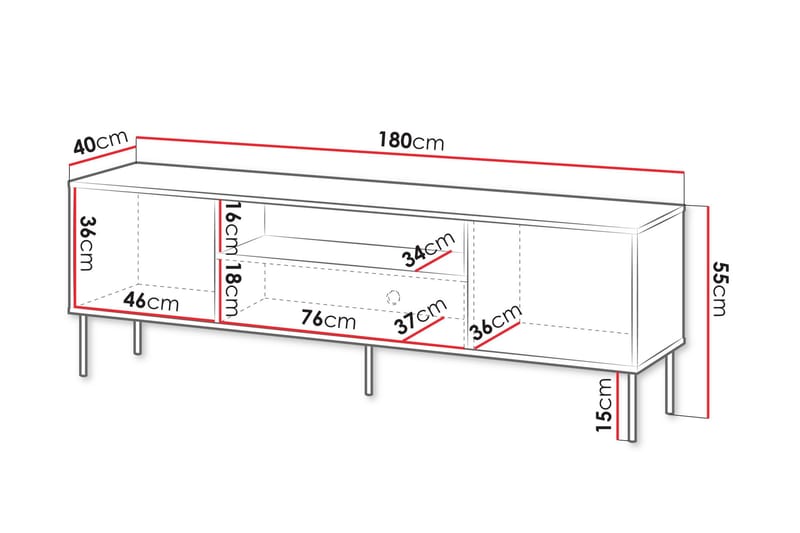 Akiko TV-taso 180 cm - Vihreä - Huonekalut - TV- & Mediakalusteet - Tv taso & Mediataso