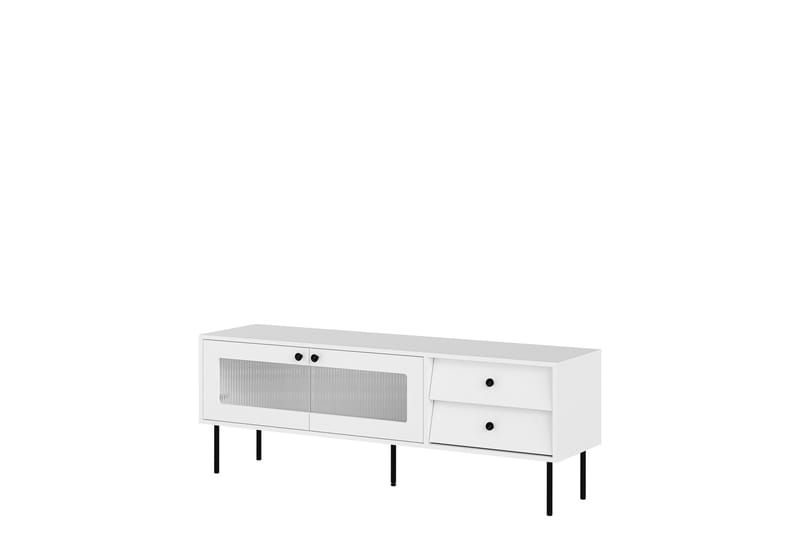 Akilesh lattialla seisova tv-taso 150 cm säilytystilalla, maalattua puuta, Valkoinen