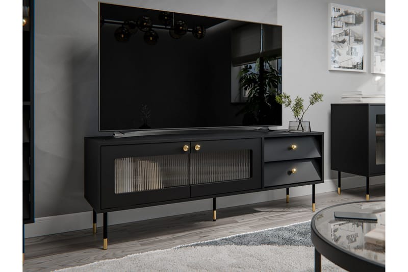 Akilesh TV-taso 150 cm - Musta - Huonekalut - TV- & Mediakalusteet - Tv taso & Mediataso