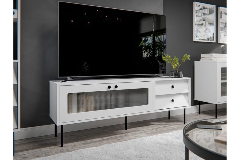 Akilesh TV-taso 150 cm - Valkoinen - Huonekalut - TV- & Mediakalusteet - Tv taso & Mediataso