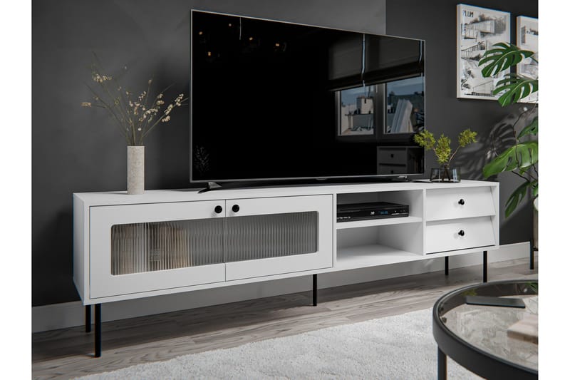Akilesh TV-taso 200 cm - Valkoinen - Huonekalut - TV- & Mediakalusteet - Tv taso & Mediataso