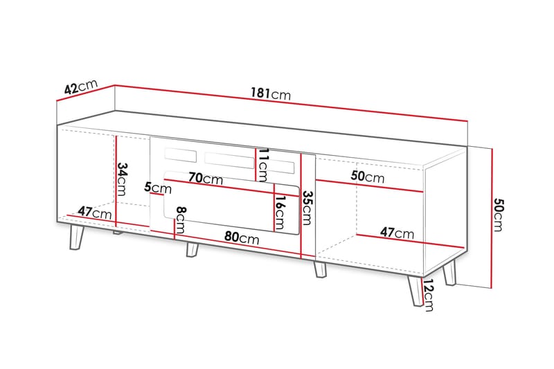 Akimasa TV-taso 181 cm - Luonnonväri - Huonekalut - TV- & Mediakalusteet - Tv taso & Mediataso